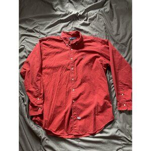 Ralph Lauren Red Plaid Checked Polo Pony Log Size Large Button Up Collared Shirt